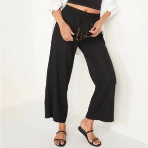 NWT! Women's Black High-Waisted Linen-Blend Wide-Leg Pants - Multiple Sizes